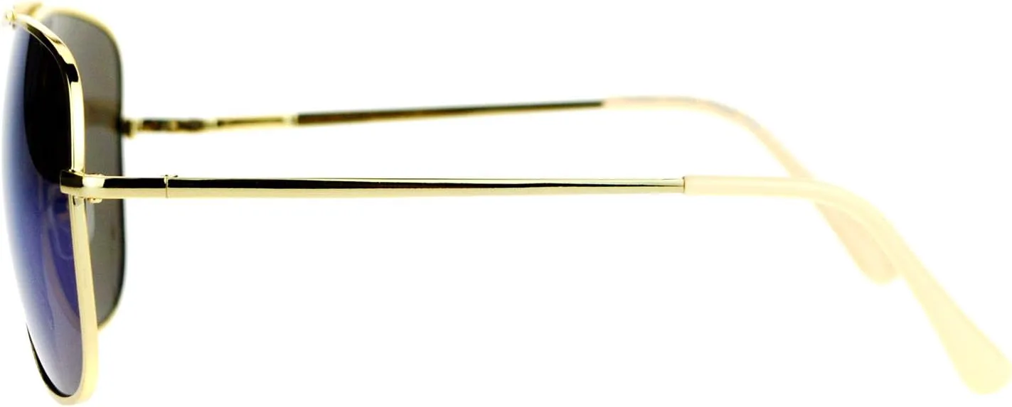 

Квадратные солнцезащитные очки-авиаторы, увеличенного размера, модные, в золотистой металлической оправе, с зеркальными линзами PASTL, Gold (Blue Mirror)