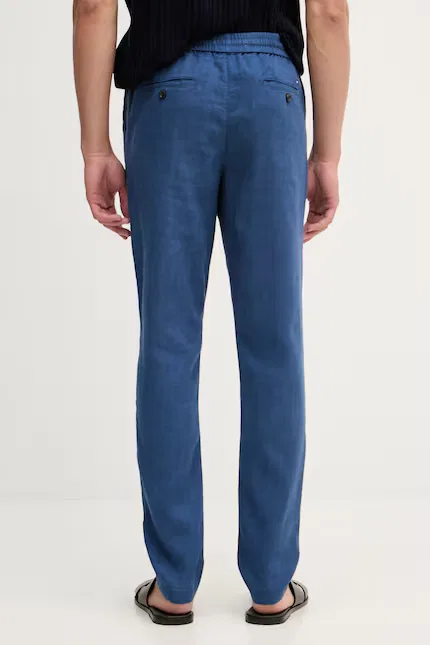 Штаны из льна с добавлением полиэстера slim fit Tommy Hilfiger, синий — фото 3