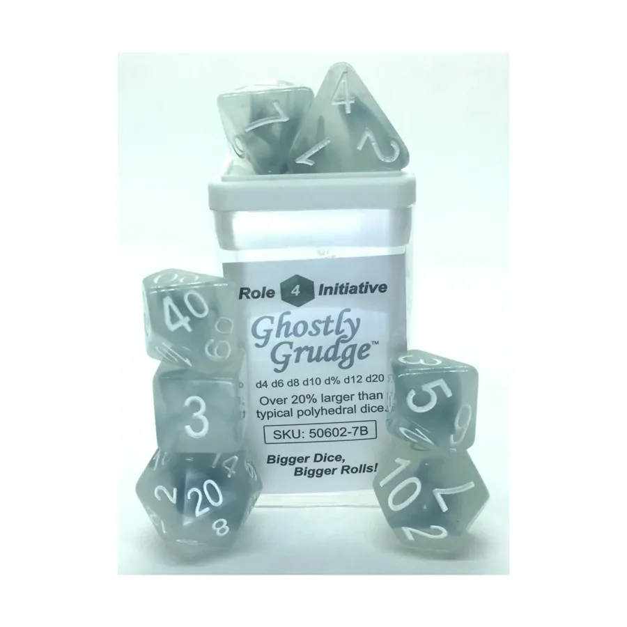 

Набор Poly — Ghostly Grudge с белым (15), Game Dice - Jade (Role 4 Initiative)