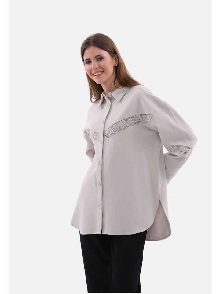 

Блуза COFI 1453 Damenhemd One-Size Blusen Langarm, цвет Stein