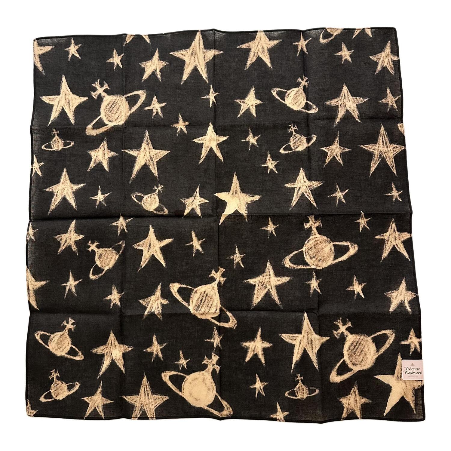 

Vivienne Westwood Хлопковый шелковый шарф унисекс черный Сатурн Классик, Black Saturn Classic