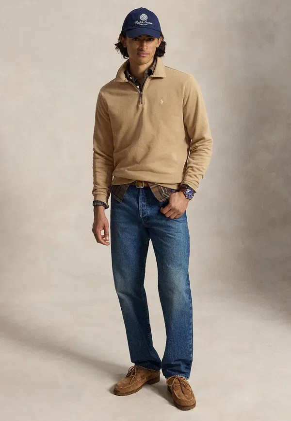 Толстовка с четверть-застежкой Polo Ralph Lauren Loopback, цвет винтажный хаки — фото 2