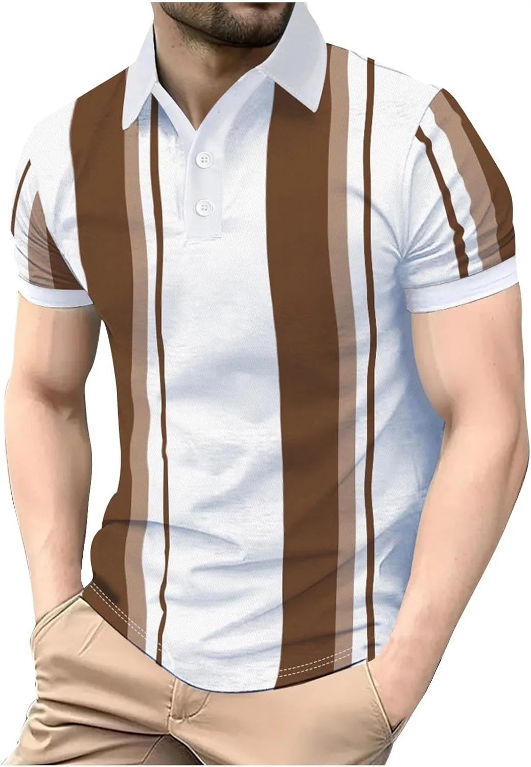 

Мужская поло Quick Dry с коротким рукавом, влагоотводящая, в полоску