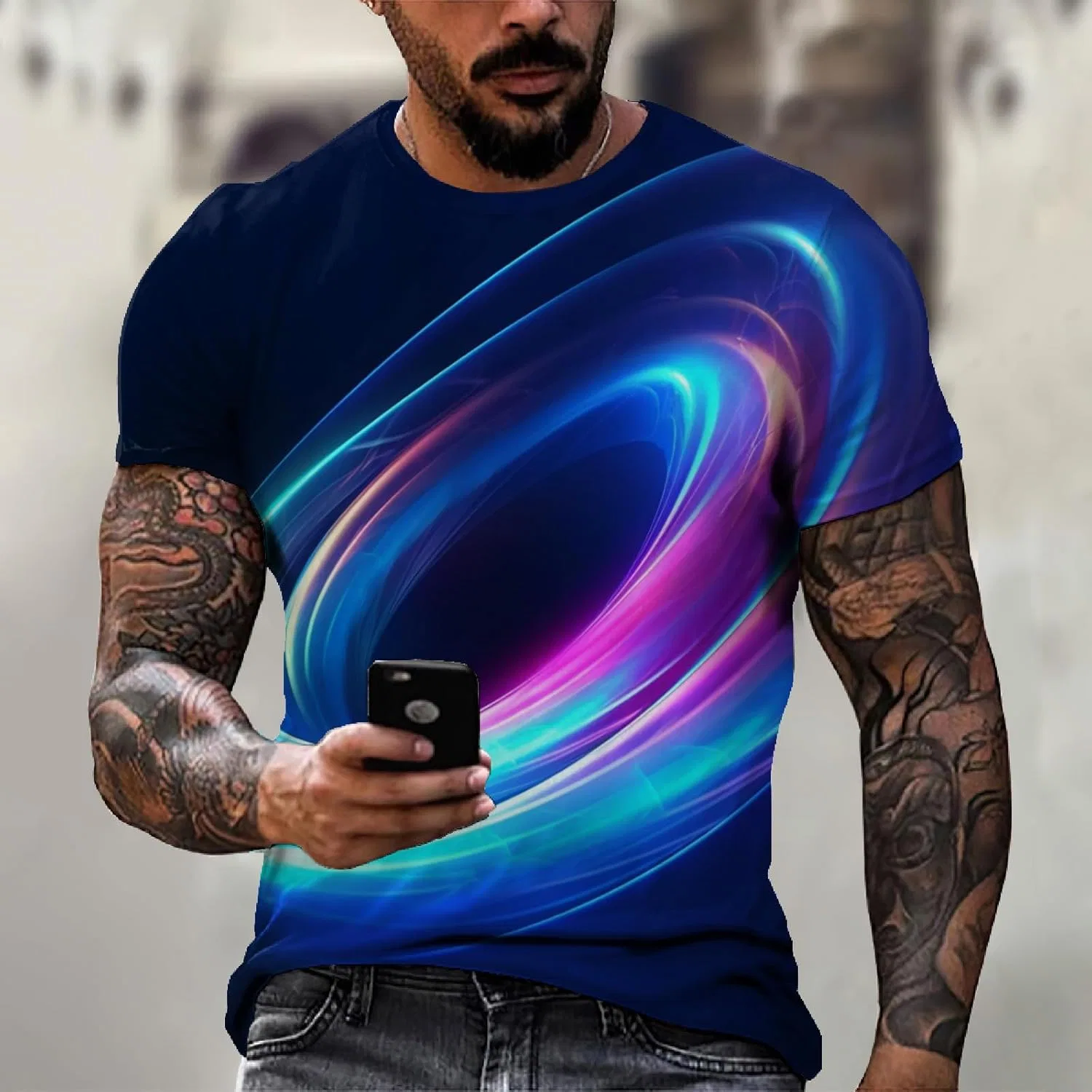Футболка мужская с коротким рукавом, дышащая, 3-purple Pink, размерная линейка S-3XL — фото 2