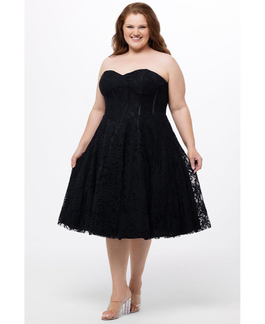 

Женское вечернее платье без бретелей с кружевным бюстье и вырезом в форме сердца Celebrations by Sydney's Closet, Black