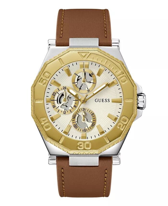 

Мужские аналоговые коричневые часы из натуральной кожи 46 мм GUESS