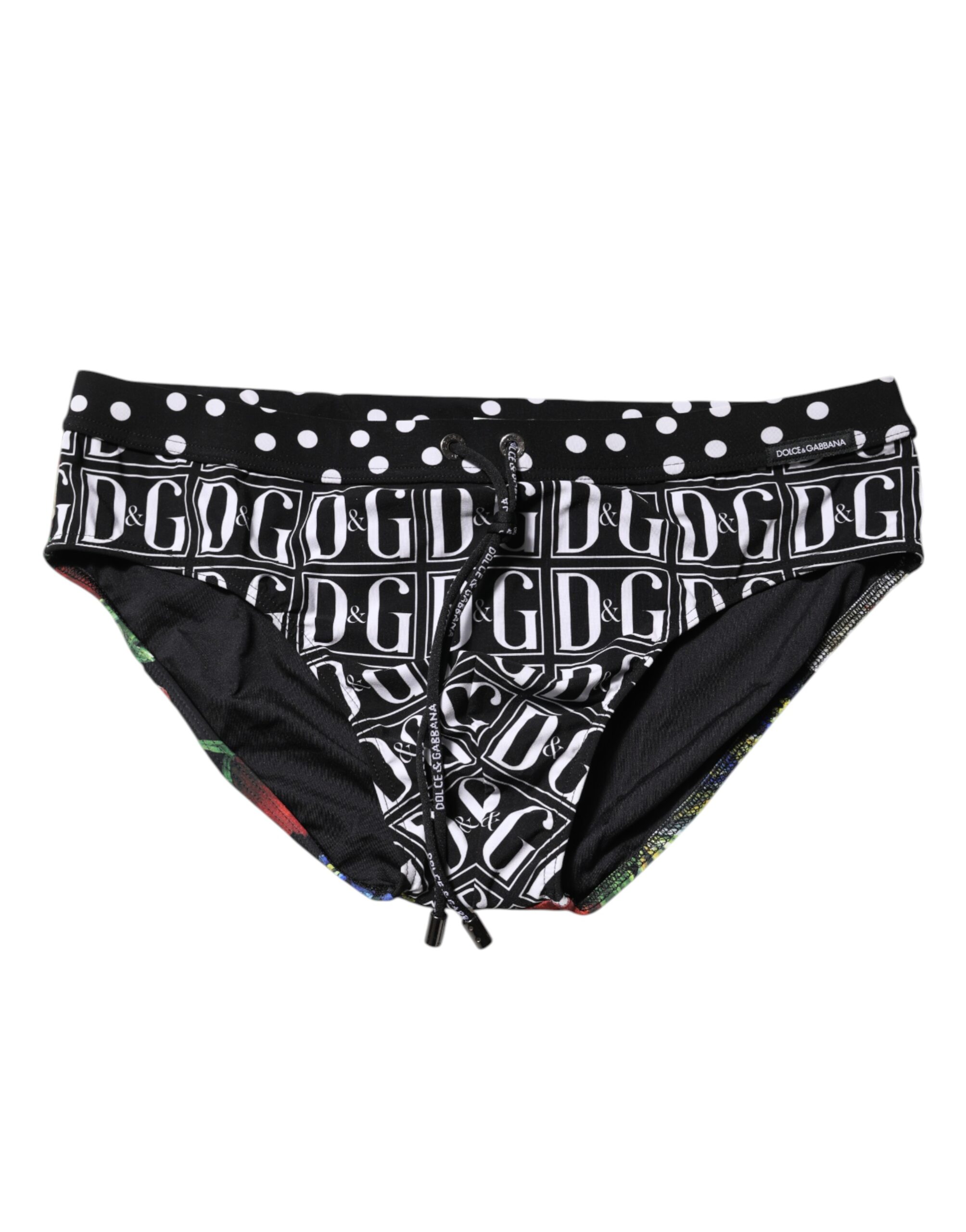 

Плавки с черным цветочным логотипом Dolce & Gabbana, черно-белое