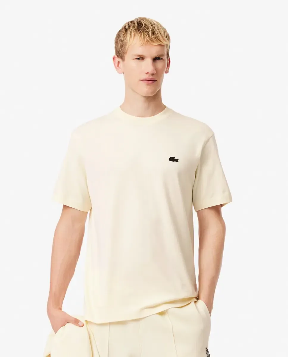 Мужская футболка из плотного хлопка с коротким рукавом и принтом Lacoste, желтый