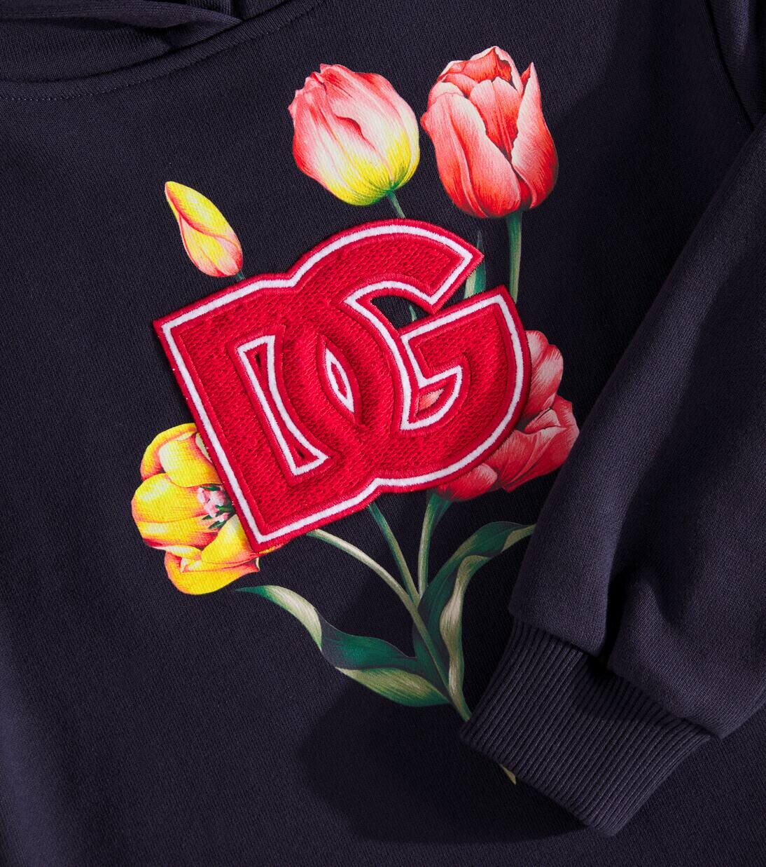 Платье из хлопковой смеси с цветочным рисунком Dolce&Gabbana Kids, цвет variante abbinata — фото 3