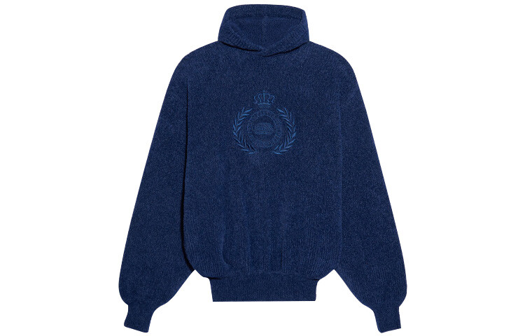 

Толстовка с капюшоном из флиса с вышитым логотипом BB Balenciaga, темно-синий