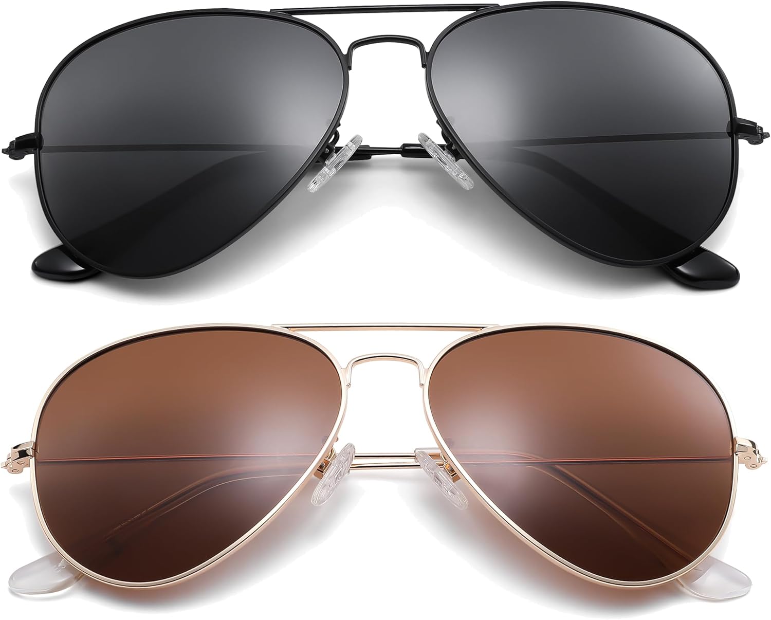 

Солнцезащитные очки Pro Acme Aviator для мужчин и женщин, классические поляризованные, с защитой от УФ-излучения UV400, (2 Pairs New) Black Frame/Black Lens + Gold Frame/Brown Lens