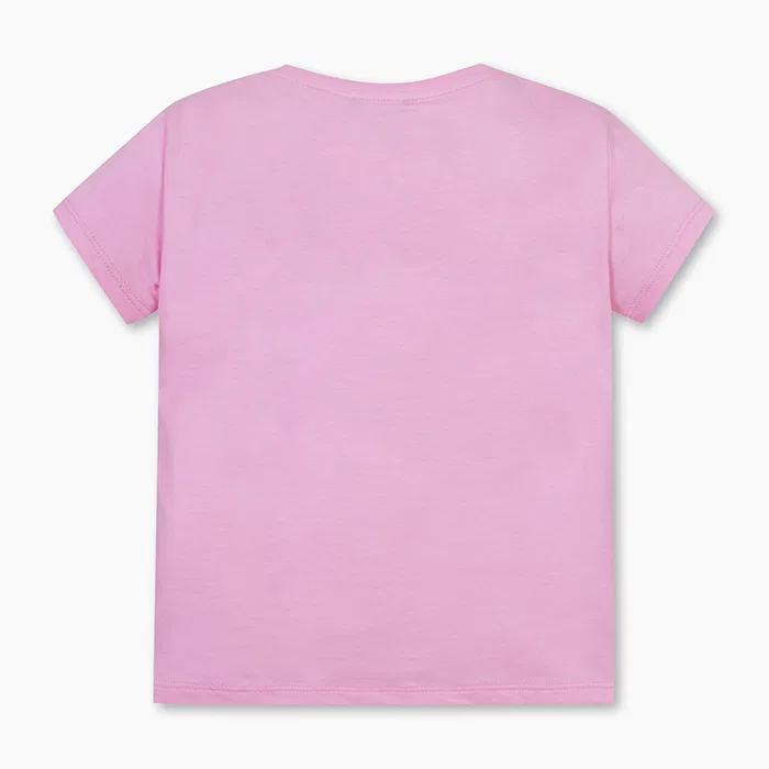 Детская футболка с блестящими акцентами розовая от Benetton Kids — фото 2