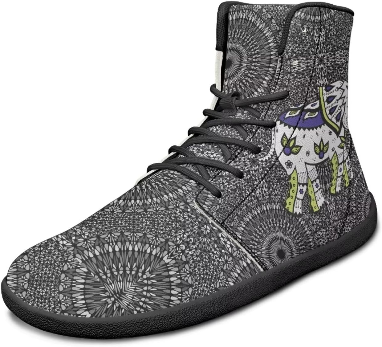 

Высокие кроссовки с животным принтом для мужчин, с широкой носочной частью, шнуровкой, противоскользящие, для тренировок и бега Xixirimido, Boho Elephant