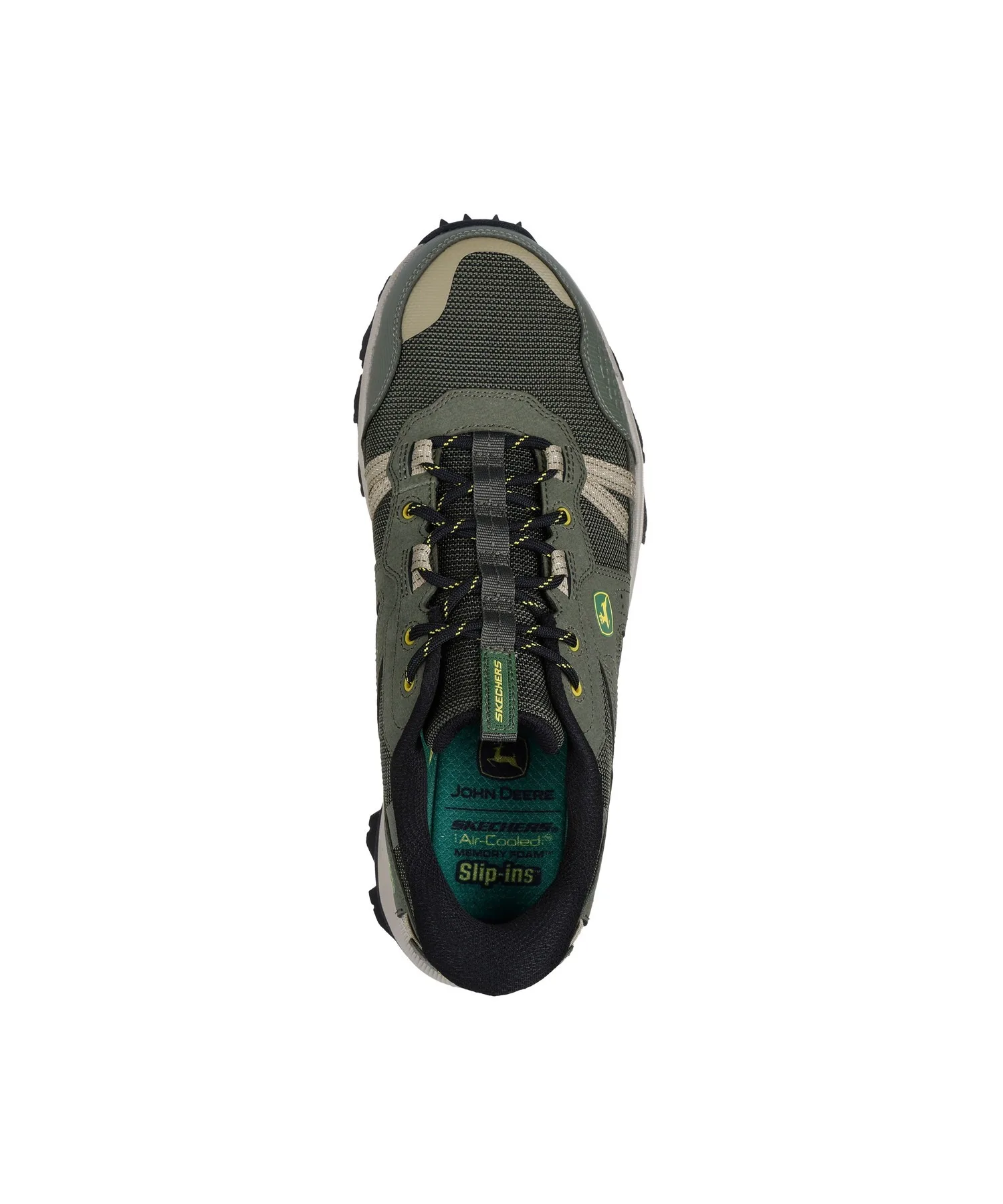 Мужские кроссовки из натуральной кожи и сетки SKECHERS Hands Free Slip-ins EQUALIZER 5.0 TRAIL - HARVESTER зелёные — фото 2