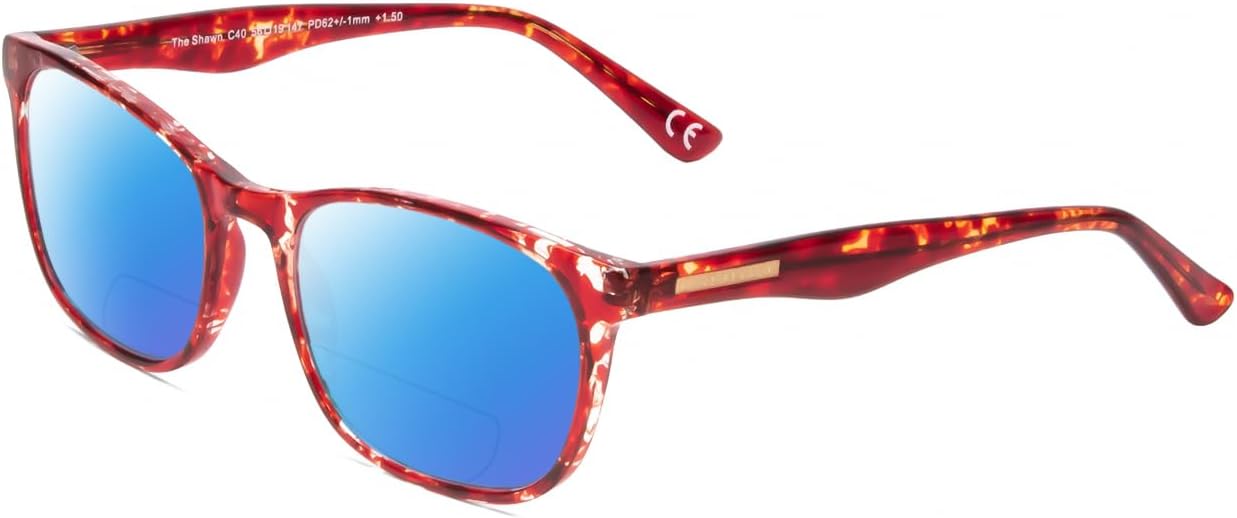 

Женские поляризованные бифокальные солнцезащитные очки для чтения Calabria Prive Shawn Panthos, дизайнерские стильные бифокальные солнцезащитные очки для чтения с футляром, Crystal Cherry Red Tortoise Havana Blue Mirror