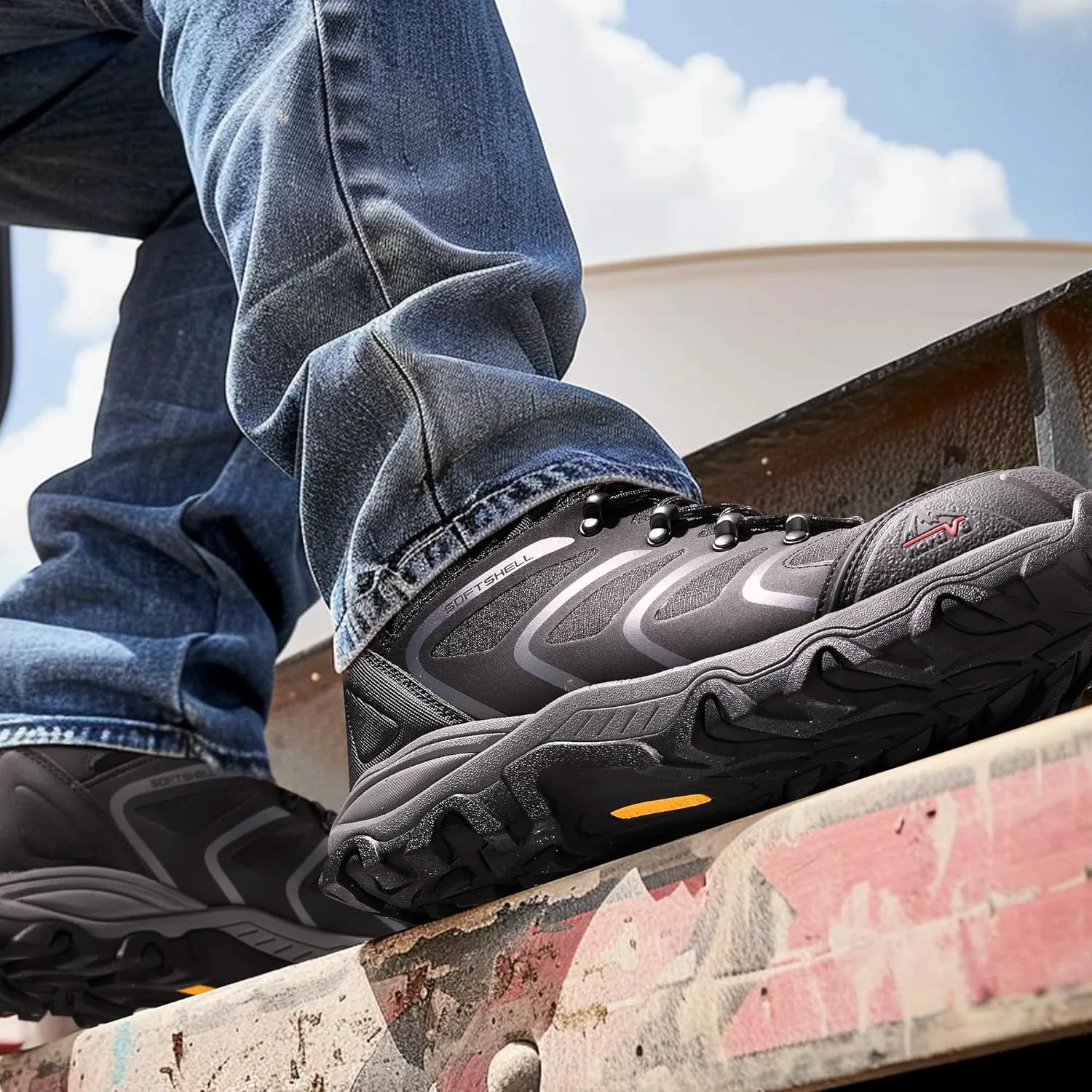 

Мужские водонепроницаемые рабочие ботинки NORTIV 8 со стальным носком, черный/серый