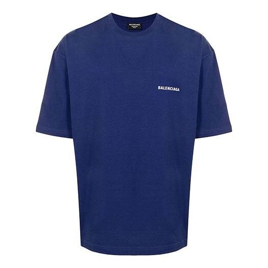

Футболка men's fw21 logo round neck pullover short sleeve blue Balenciaga, синий
