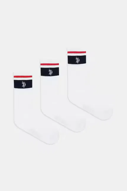 Носки спортивные Brand Stripe Sports 3 шт U.S. Polo Assn, белый