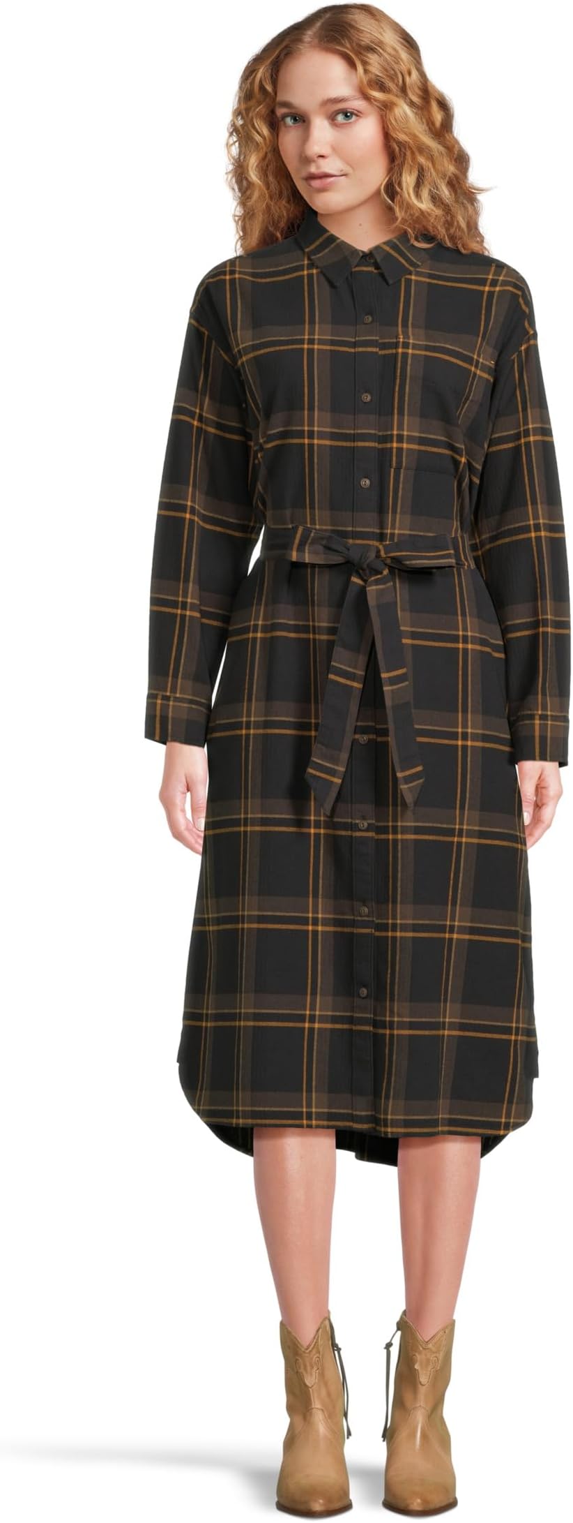 

Платье L.L.Bean Signature Camp Flannel Midi Dress, цвет Black Slate Plaid