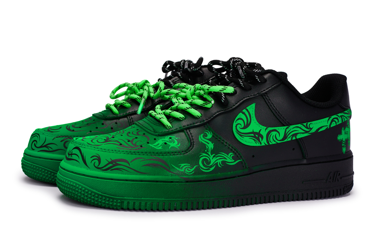 Nike Кроссовки Air Force 1 для скейтбординга унисекс низкие зеленые и черно-зеленые, цвет Black Green — фото 4