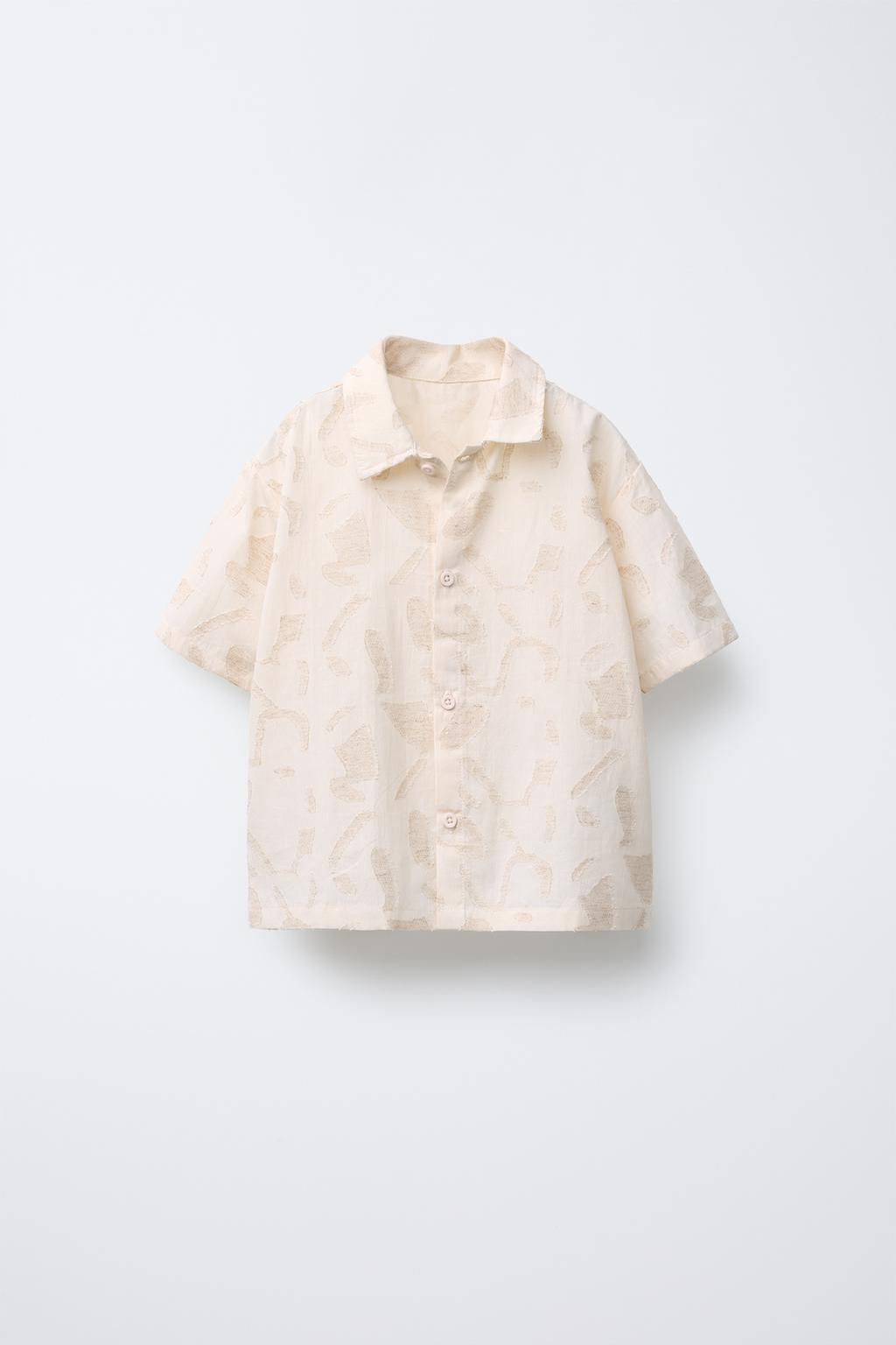 

Заплатанная рубашка ZARA, экрю