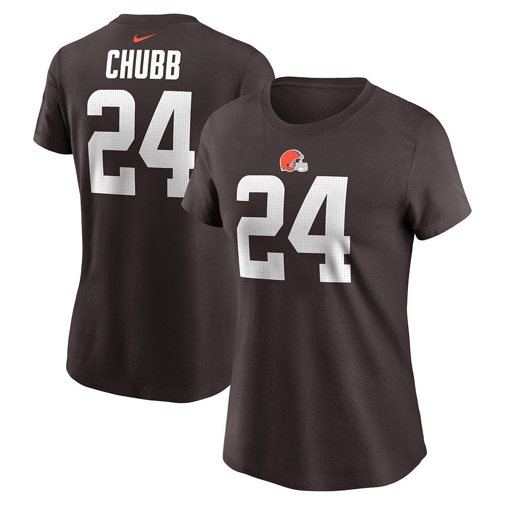 

Женская футболка Nike Nick Chubb Brown Cleveland Browns с именем и номером игрока, цвет Brn Brown