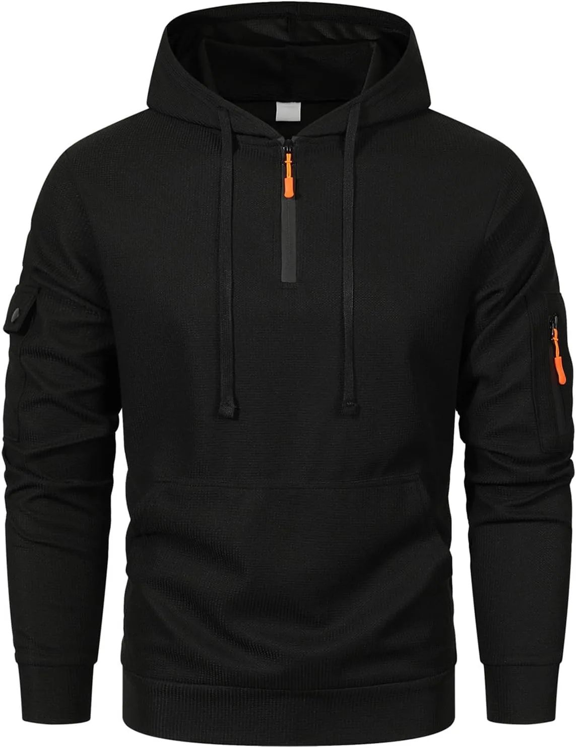 

Мужской худи с карманом-кенгуру, вафельной вязкой и молнией на четверть evzosrz