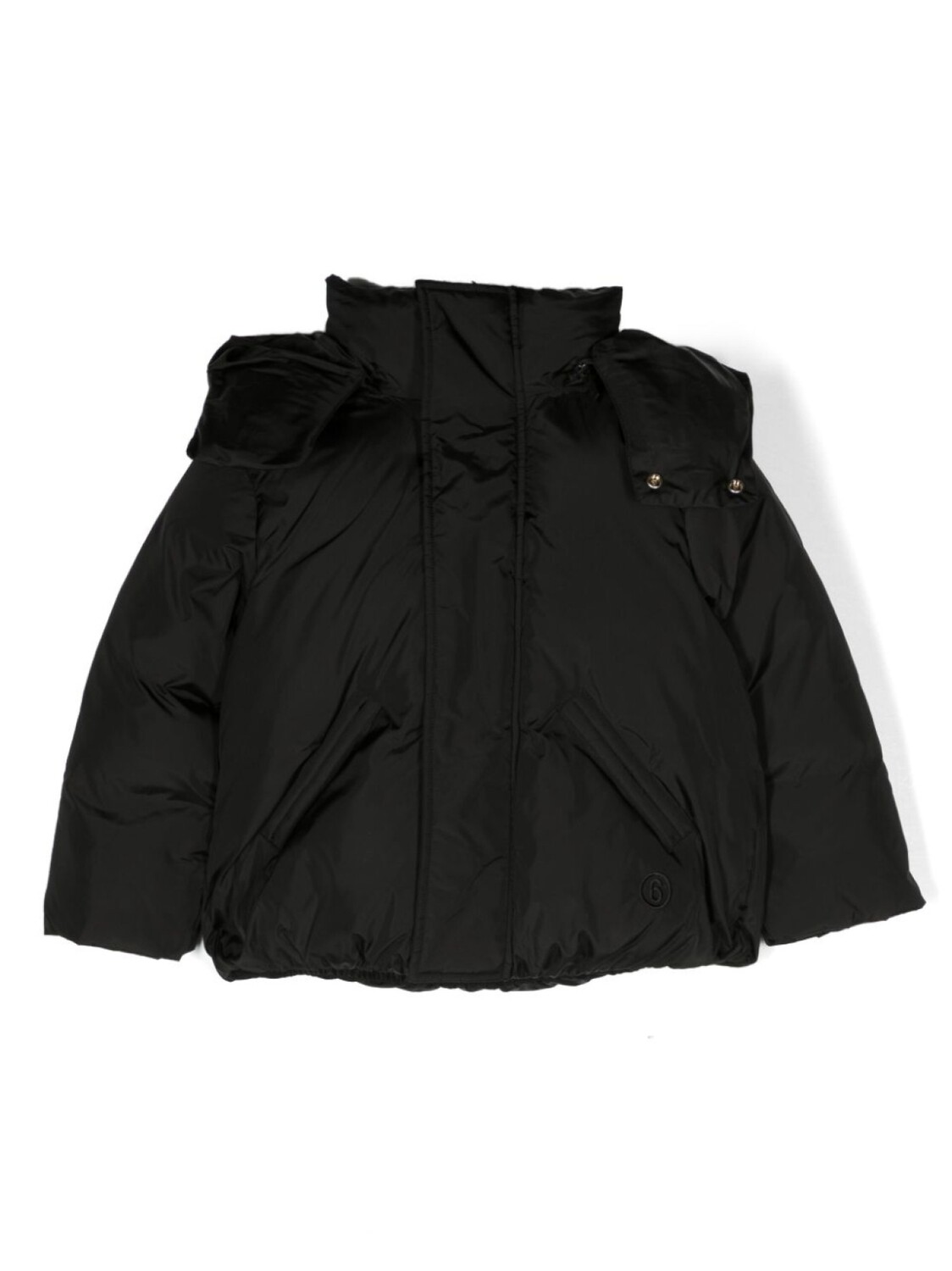 

MM6 Maison Margiela Kids пуховик с капюшоном и вышитым логотипом, черный