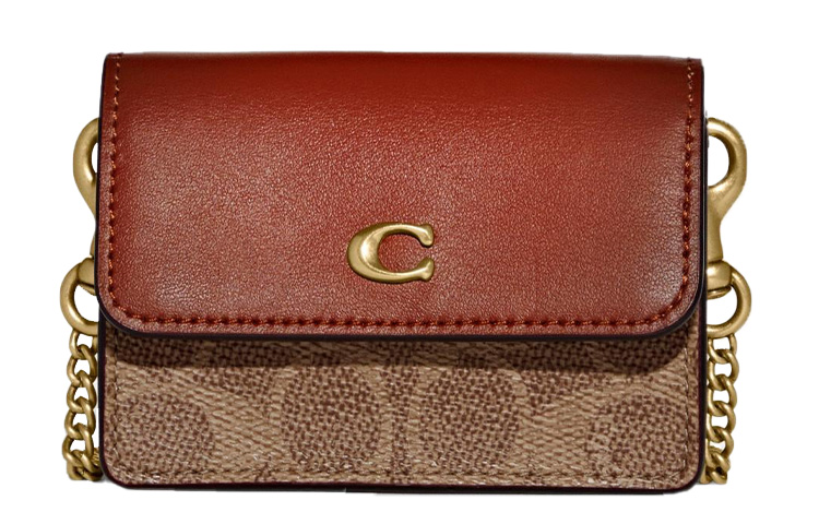 

COACH Женская коричневая сумка-кроссбод с кожаным держателем для карт