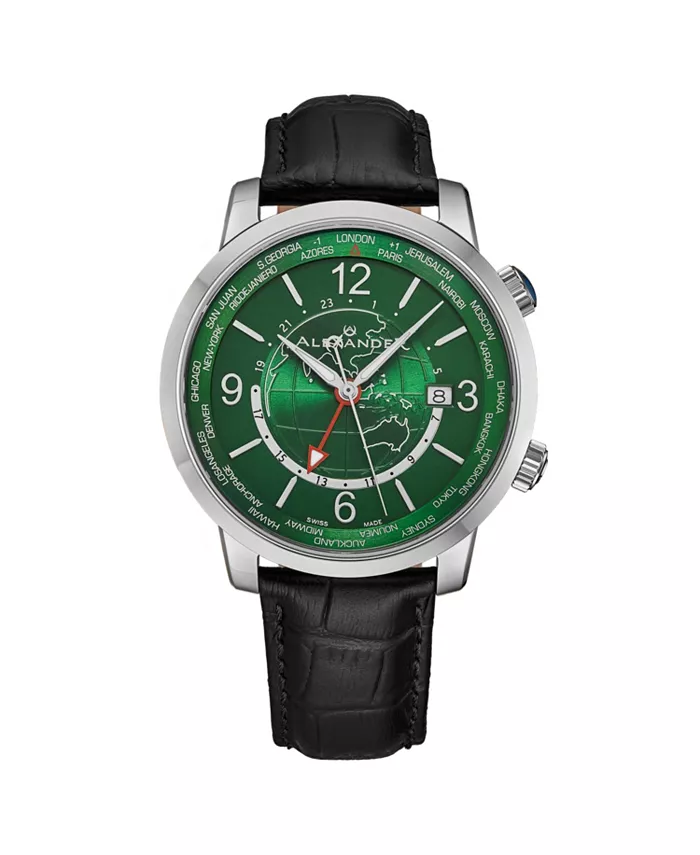 

7A04 GMT-часы All Swiss Made с зеленым солнечно-земным циферблатом Alexander, зеленый