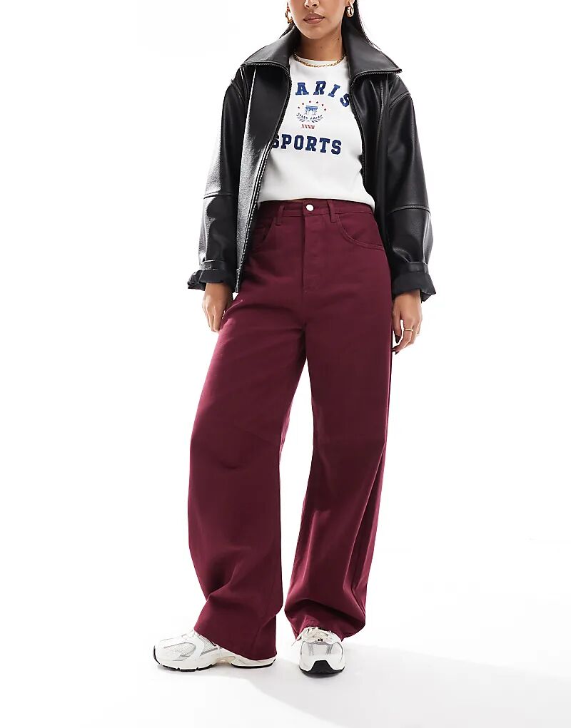 

Джинсы-бочки бордового цвета ASOS DESIGN