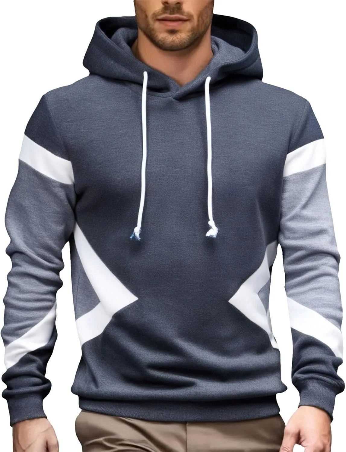 

Мужской оверсайз худи с цветными блоками slim fit