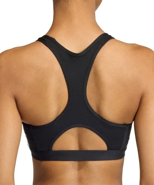 Бюстгальтер для тренировок средней поддержки adidas Optimum Essential Workout Three Stripes Medium Support Bra, дымчато-розовый — фото 2