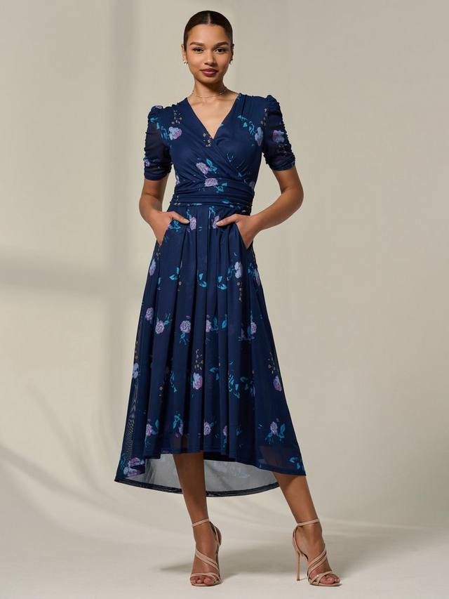 

Платье миди с цветочным принтом и сборками для миниатюрных Jolie Moi, Navy Floral