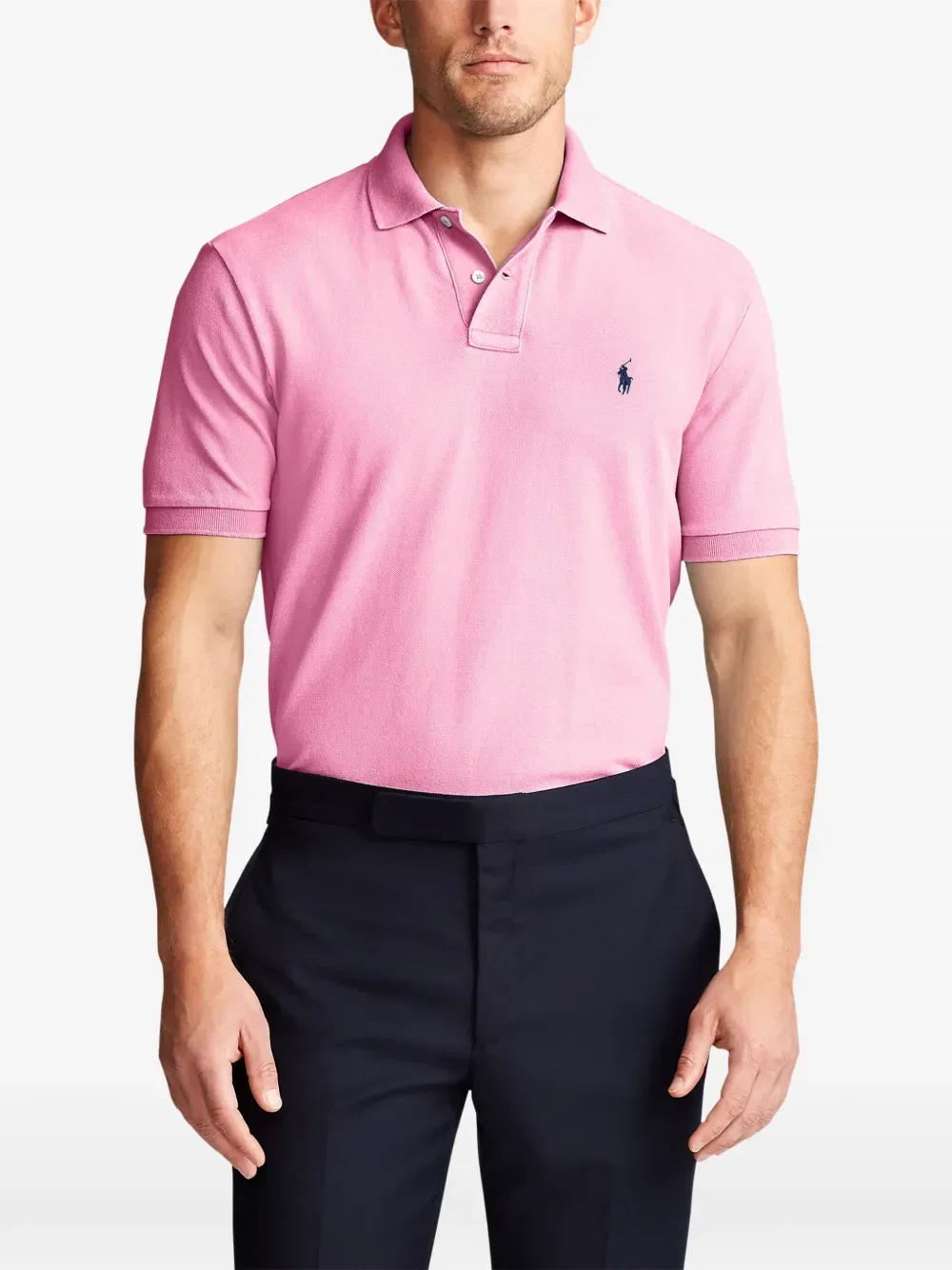 Поло с коротким рукавом и вышитым логотипом Polo Ralph Lauren, розовый — фото 3