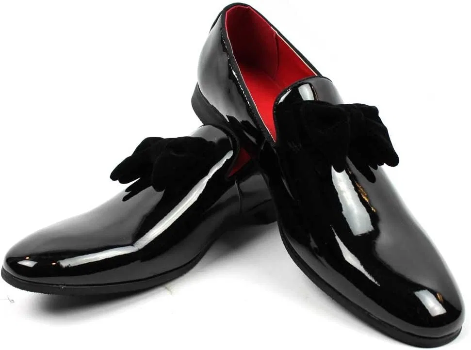Лоферы AZAR Tuxedo Slip с бантом, Patent Velvet Bow AZAR MAN — фото 3