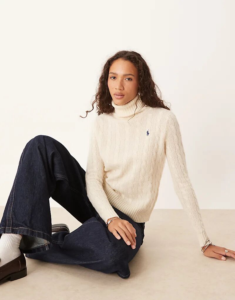 

Джемпер с высоким воротом и логотипом Polo Ralph Lauren, кремового цвета