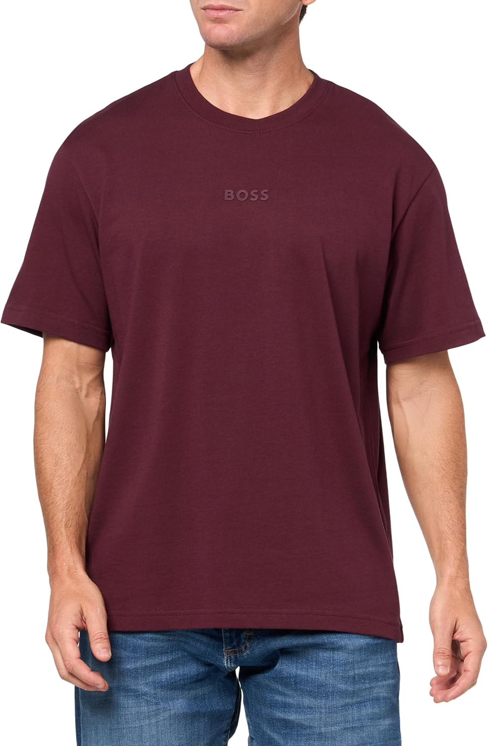 

Мужская хлопковая футболка BOSS Tonal Center Logo, Black Cherry, Черный, Мужская хлопковая футболка BOSS Tonal Center Logo, Black Cherry