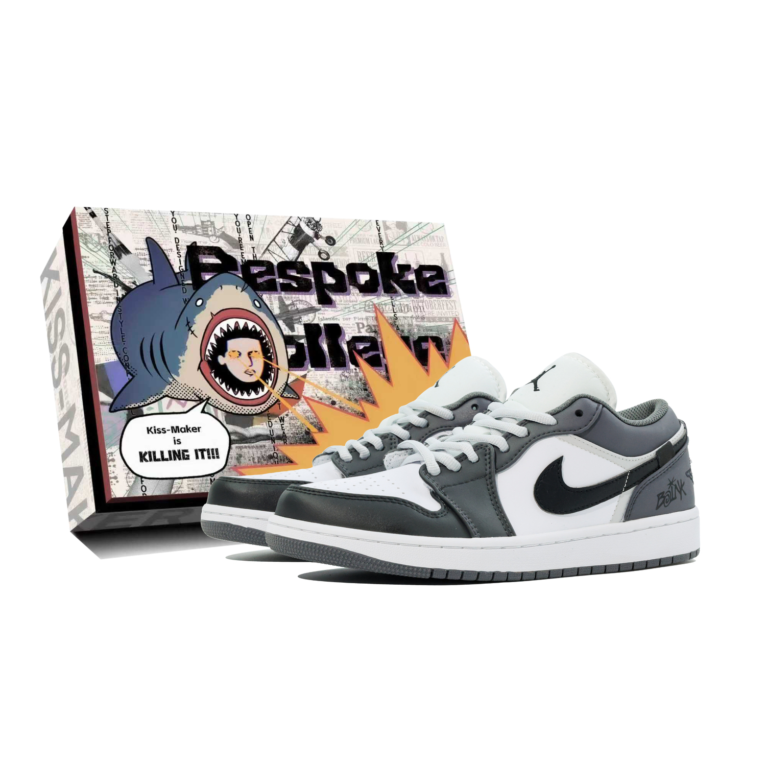 

Nike Износостойкие унисекс скейтерские кроссовки лоу-топ черно-белые, цвет Black