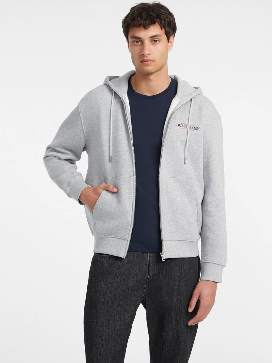 

Толстовка с капюшоном на молнии GUESS JEANS American Tradition, светло-серый