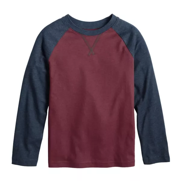 

Мальчики 4-12 лет базовый длинный рукав реглан Jumping Beans, цвет maroon navy