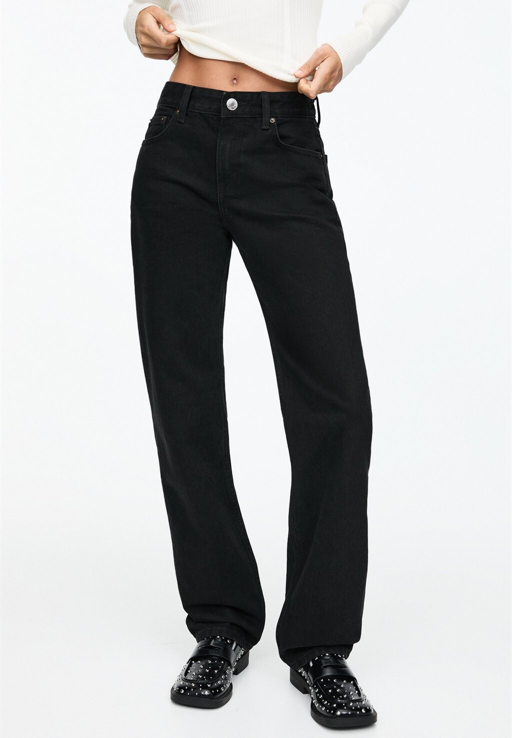 

Джинсы прямого кроя MID PULL&BEAR, черный