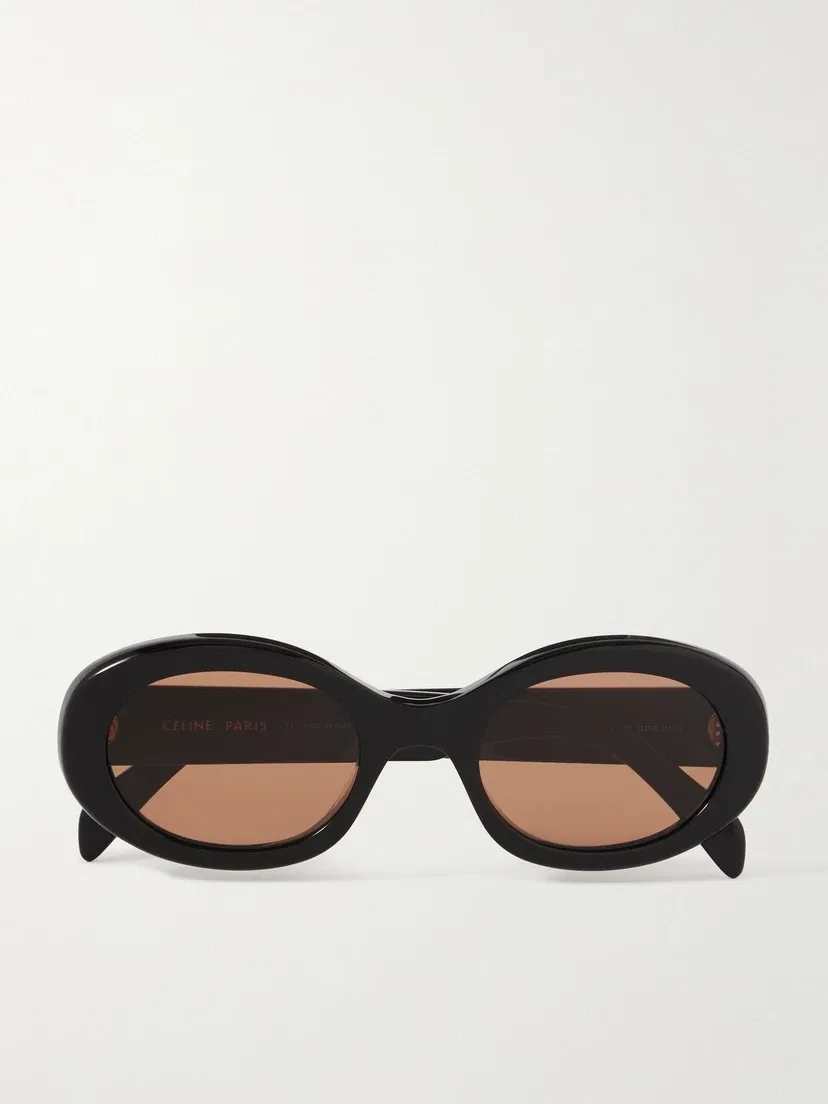 Солнцезащитные очки Triomphe в овальной оправе из ацетата CELINE EYEWEAR, черный