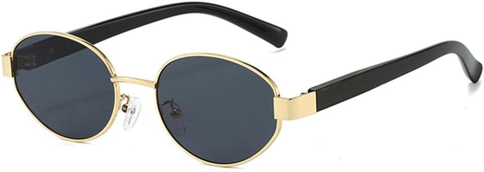 

Женские овальные солнцезащитные очки в металлической оправе, модные очки с защитой от УФ-излучения UV400, винтажные круглые солнцезащитные очки для женщин KTUCN, Golden Grey