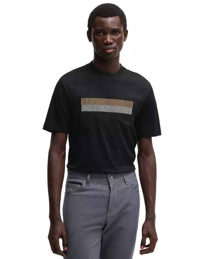 

Мужская футболка из мерсеризованного хлопка Regular-Fit Hugo Boss, черный