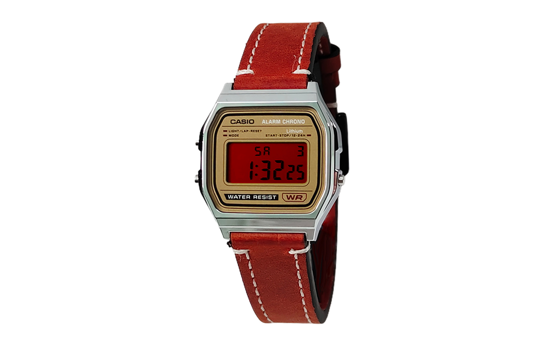 

CASIO Ретрофит серия электронный механизм натуральный кожаный ремешок часы мужские gold циферблат