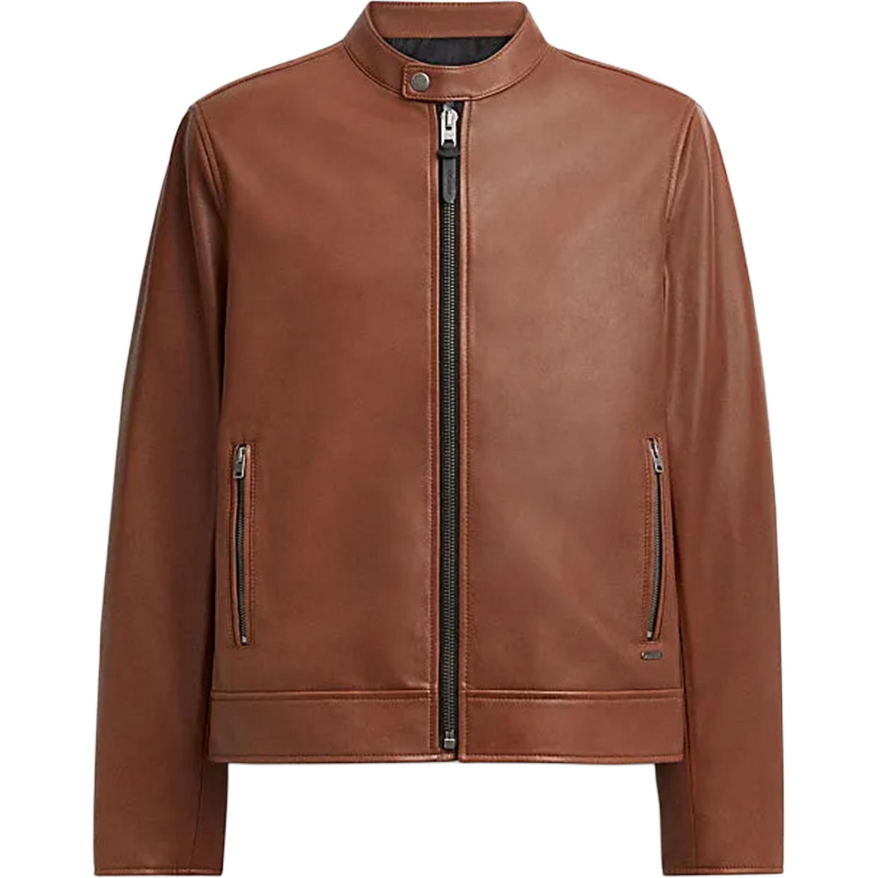 

COACH Кожаная куртка RACER SS24 мужская ржаво-коричневая, Rusty Brown