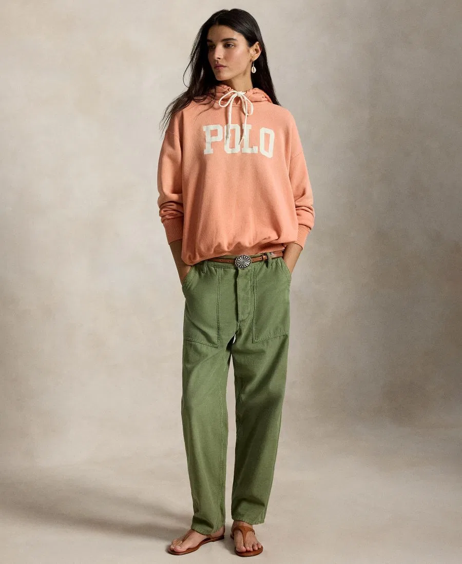 Женская легкая толстовка с круглым вырезом и логотипом Polo Ralph Lauren, коралловый — фото 2