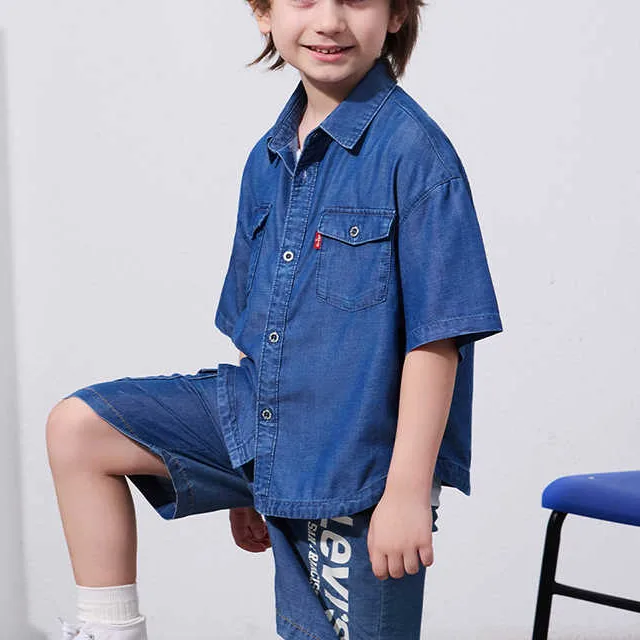 Детская джинсовая рубашка Levi's, River Bed Blue — фото 3