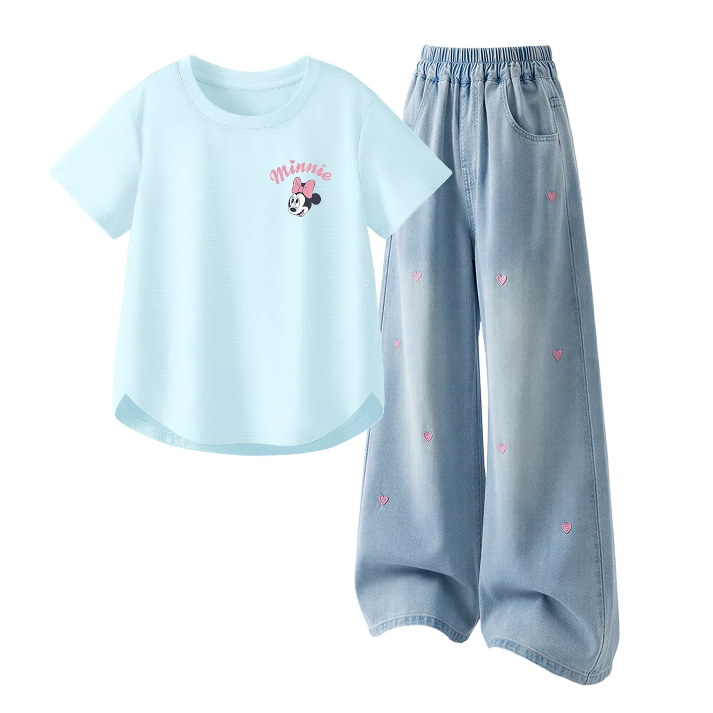 Детский спортивный костюм Casual Sportswear 2 Piece Set Disney, Silicone Di-Eye Heartfelt Yellow+Solid Color Denim Light Blue — фото 4